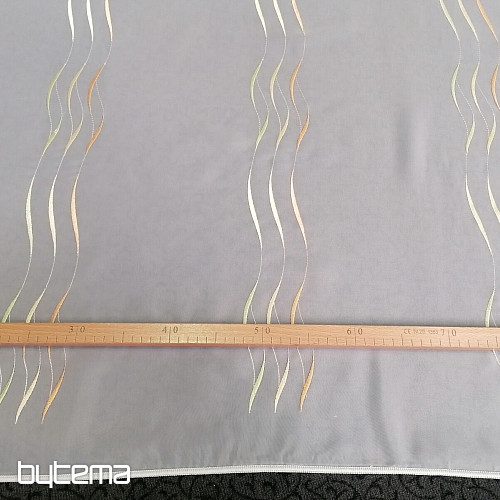 Tenda in voile con ricamo Gerster verde, giallo, arancione 195/0057/70