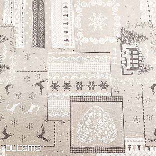 Tessuto decorativo natalizio CASA grigio