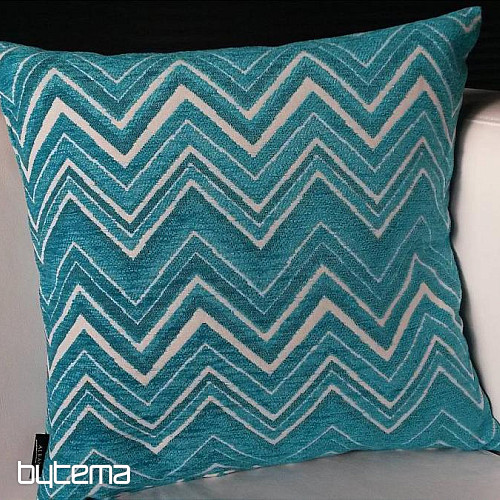 Fodera per cuscino decorativo ZIG ZAG blu turchese