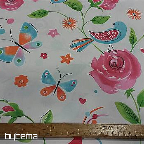 Tessuto decorativo UCCELLI rosa