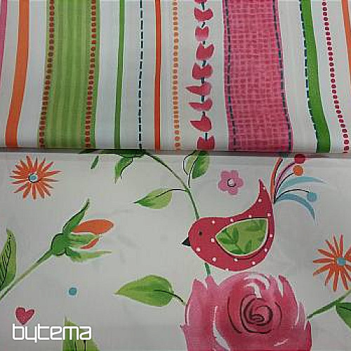 Tessuto decorativo UCCELLI rosa