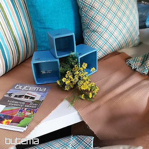 Fodera per cuscino decorativo EUGEN STRIP turchese-marrone