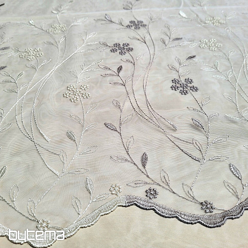 Tenda di lusso ricamata GERSTER 11443 bianco - beige