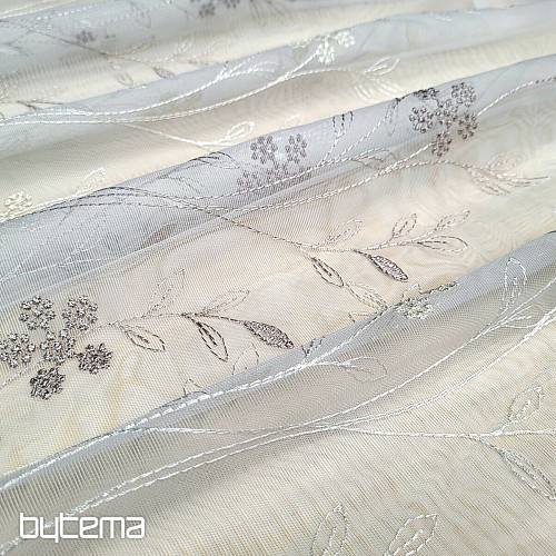 Tenda di lusso ricamata GERSTER 11443 bianco - beige