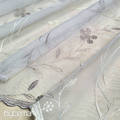 Tenda di lusso ricamata GERSTER 11443 bianco - beige