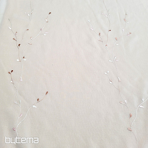 Tenda di lusso ricamata GERSTER 11545 bianco - salmone