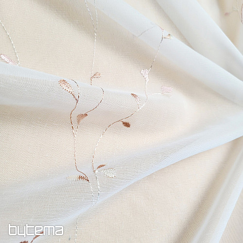 Tenda di lusso ricamata GERSTER 11545 bianco - salmone