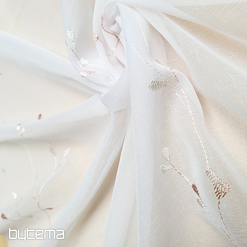 Tenda di lusso ricamata GERSTER 11545 bianco - salmone