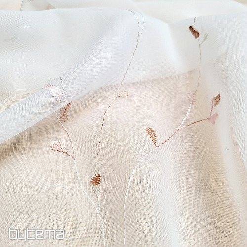 Tenda di lusso ricamata GERSTER 11545 bianco - salmone