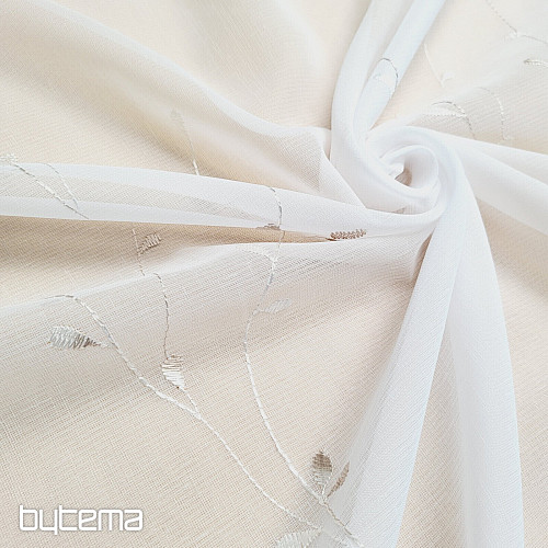 Tenda di lusso ricamata GERSTER 11545 bianco - beige