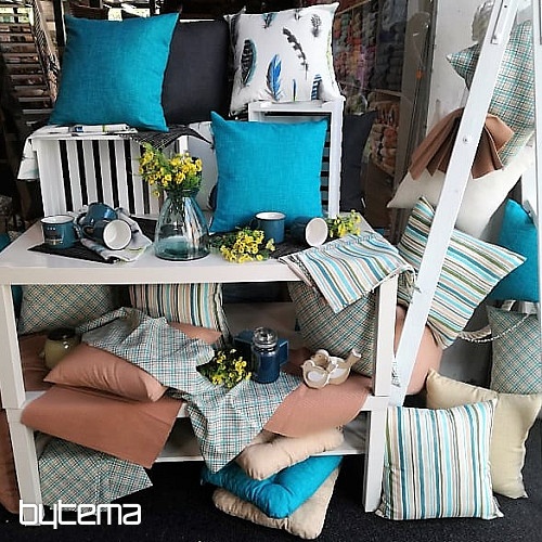 Fodera per cuscino decorativo EUGEN turchese-marrone