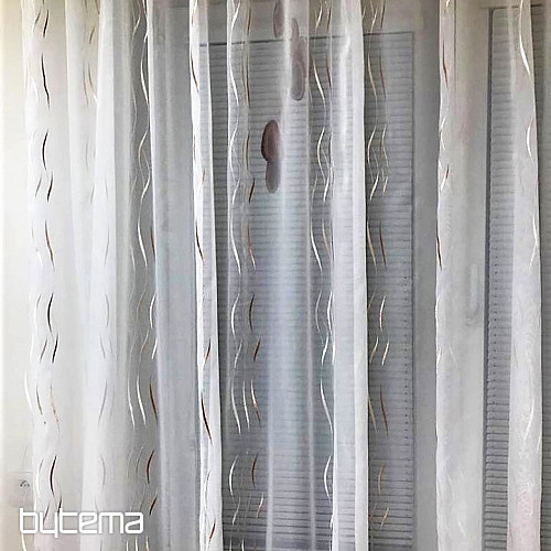 Tenda in voile con ricamo beige Gerster 195/0200