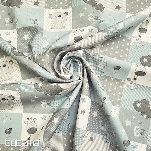 Tessuto di cotone BABY ZOO blu