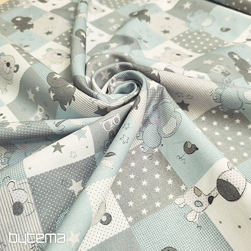 Tessuto di cotone BABY ZOO blu