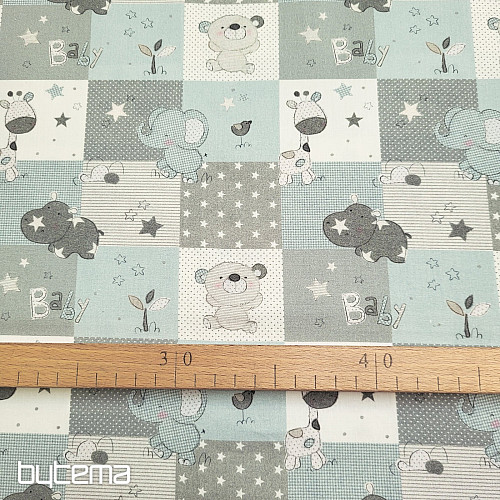 Tessuto di cotone BABY ZOO blu
