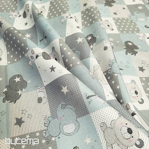 Tessuto di cotone BABY ZOO blu