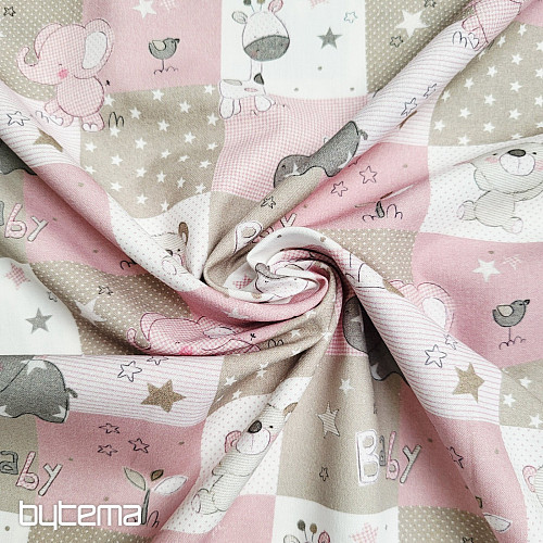 Tessuto di cotone BABY ZOO rosa