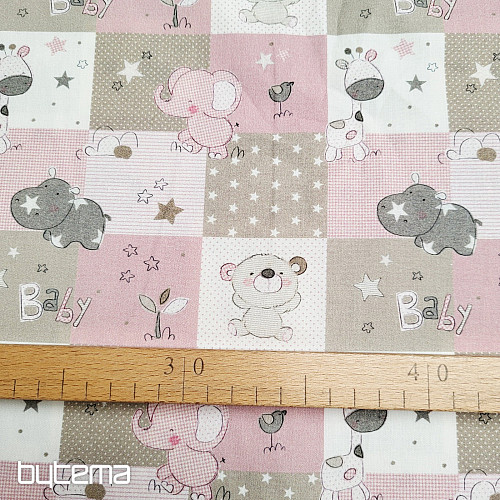Tessuto di cotone BABY ZOO rosa