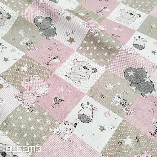 Tessuto di cotone BABY ZOO rosa