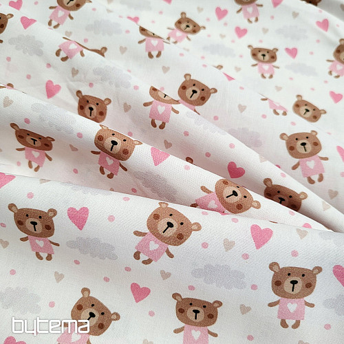 Tessuto di cotone LOVE BEAR rosa