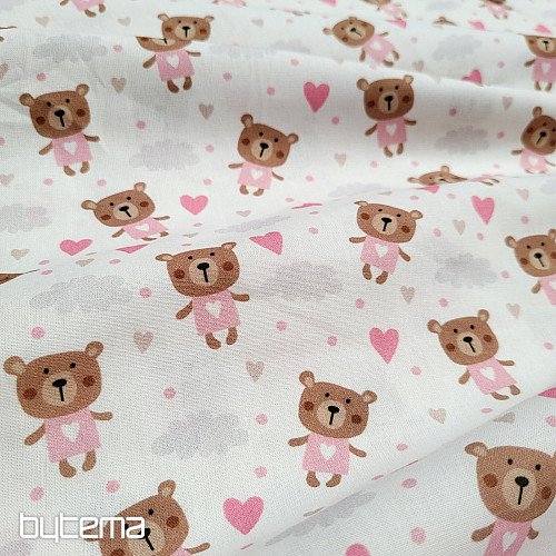 Tessuto di cotone LOVE BEAR rosa