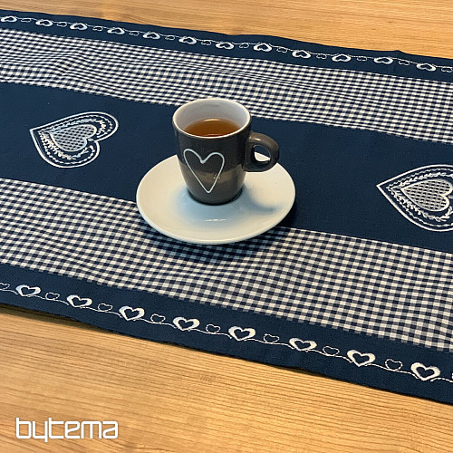 Tovaglia e sciarpa ricamate COUNTRY STYLE blu