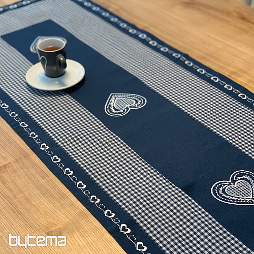 Tovaglia e sciarpa ricamate COUNTRY STYLE blu