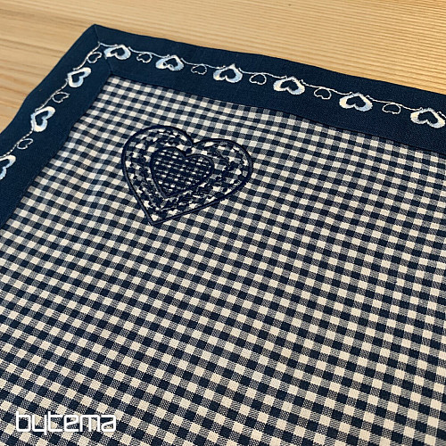Tovaglia e sciarpa ricamate COUNTRY STYLE blu