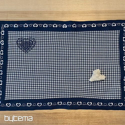 Tovaglia e sciarpa ricamate COUNTRY STYLE blu