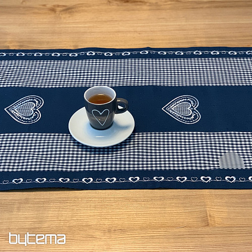 Tovaglia e sciarpa ricamate COUNTRY STYLE blu
