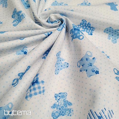 Tessuto di cotone BABY TEDDY blu