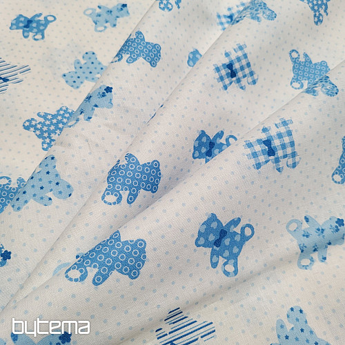 Tessuto di cotone BABY TEDDY blu