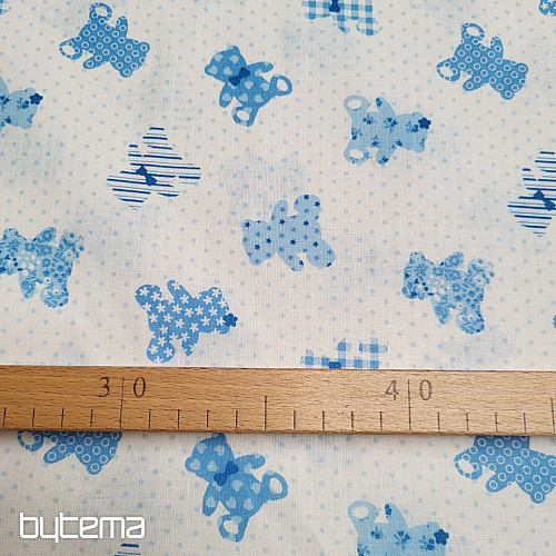 Tessuto di cotone BABY TEDDY blu
