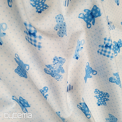 Tessuto di cotone BABY TEDDY blu