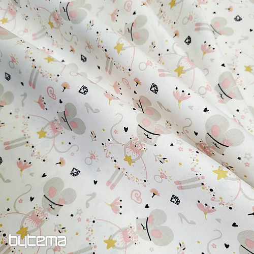 Tessuto di cotone MICE grigio