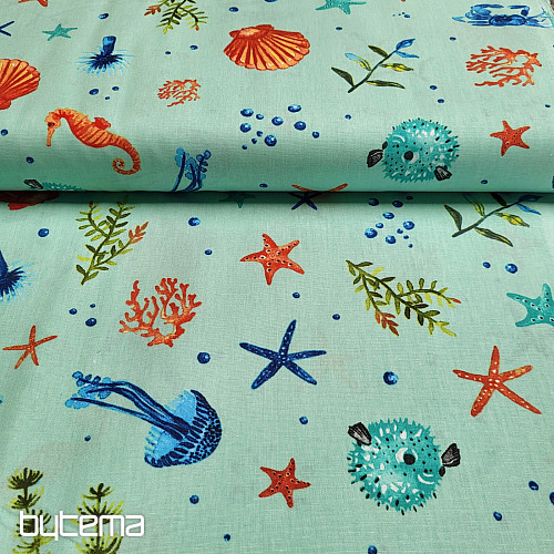 Tessuto decorativo SEAFOOD turchese