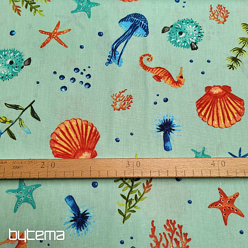 Tessuto decorativo SEAFOOD turchese