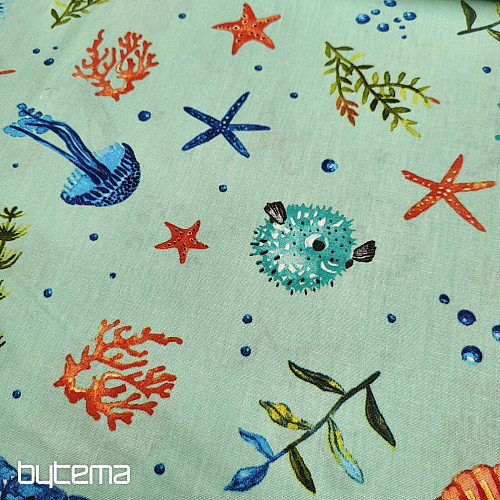Tessuto decorativo SEAFOOD turchese