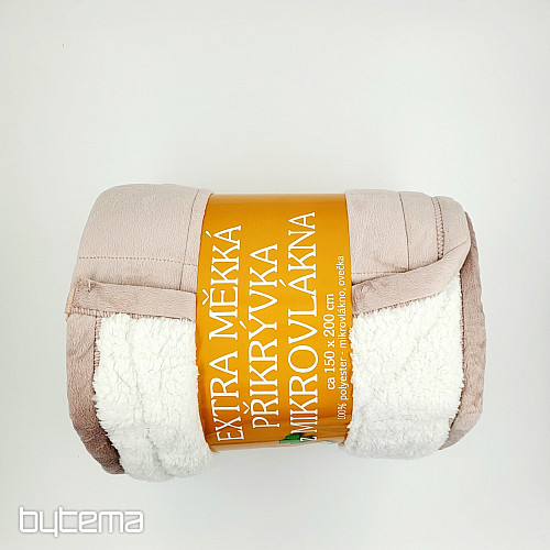 coperta in microfibra EXTRA MORBIDA PECORA trapuntata beige-grigio
