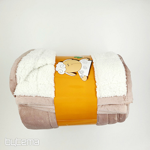 coperta in microfibra EXTRA MORBIDA PECORA trapuntata beige-grigio