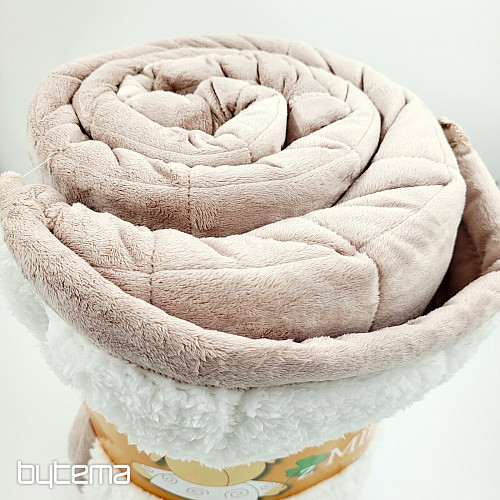 coperta in microfibra EXTRA MORBIDA PECORA trapuntata beige-grigio
