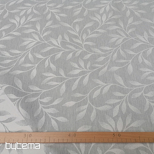 Tessuto decorativo jacquard NIGHT LEAFS grigio