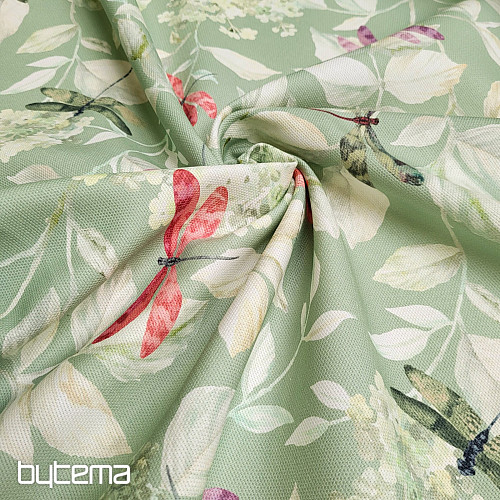 Tessuto decorativo ROSETO DRAGONFLY grigio-verde