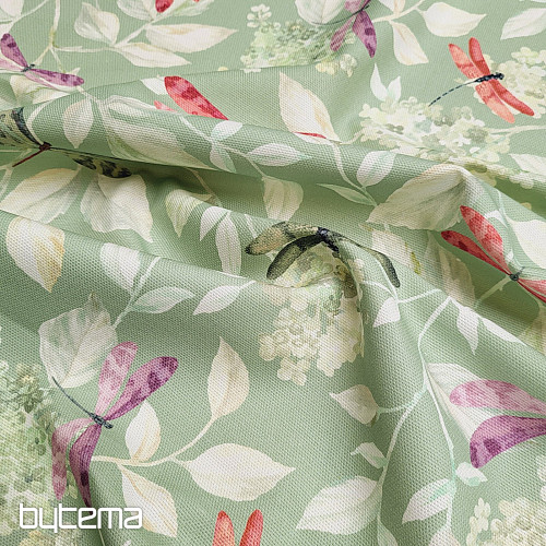 Tessuto decorativo ROSETO DRAGONFLY grigio-verde