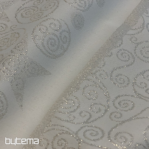 Tovaglia natalizia ORNAMENTO argento naturale
