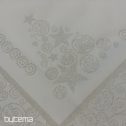 Tovaglia natalizia ORNAMENTO argento naturale