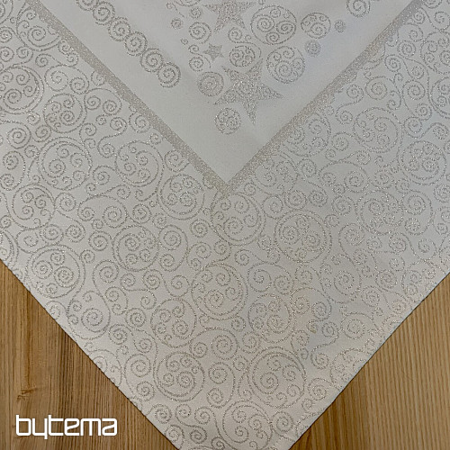 Tovaglia natalizia ORNAMENTO argento naturale