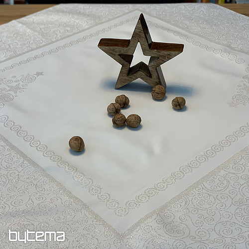 Tovaglia natalizia ORNAMENTO argento naturale