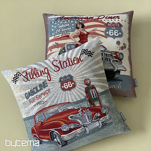 Fodera per cuscino con arazzo AMERICAN DINER ROUTE 66