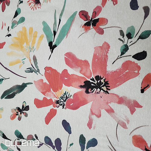 Tessuto decorativo ALENA fiori rossi